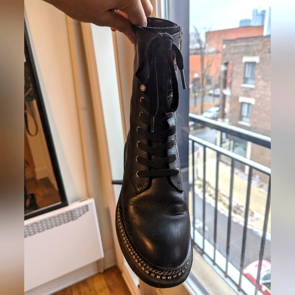 Vince Camuto black leather combat boots 8.5/39 - Picture 4 of 6